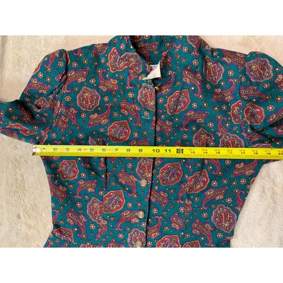 Vintage Prairie Dress 1980s Paisley button front 100% Cotton Sz 8 USA made - Picture 7 of 9